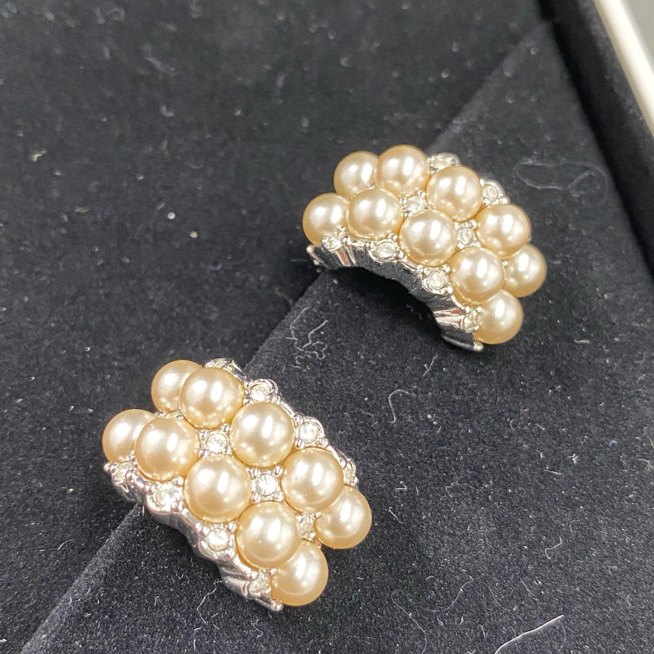 1e2-4 【2点セット】 SWAROVSKI Jewelry スワロフスキー ジュエリー 2連 パール ネックレス イヤリング クリスタル ビジュー ダイヤ 結婚式 セレモニー