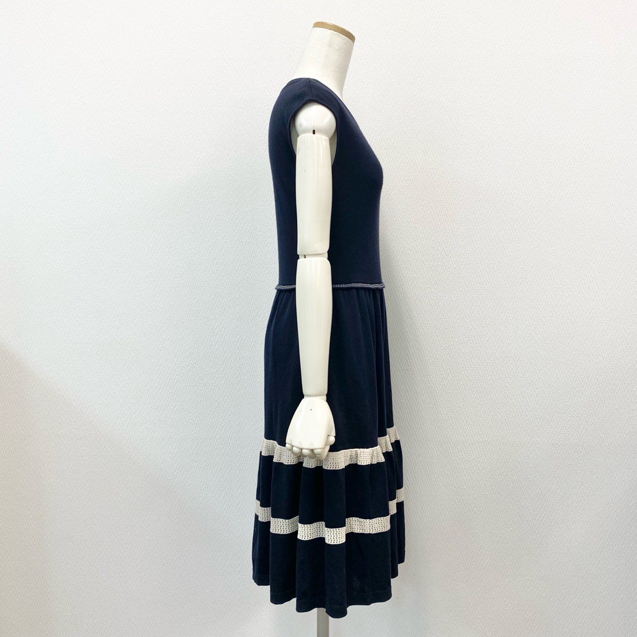 69k20 FOXEY フォクシー Garlara Dress ノースリーブニットドレス ワンピース 35851 38 ミッドナイトブルー 日本製