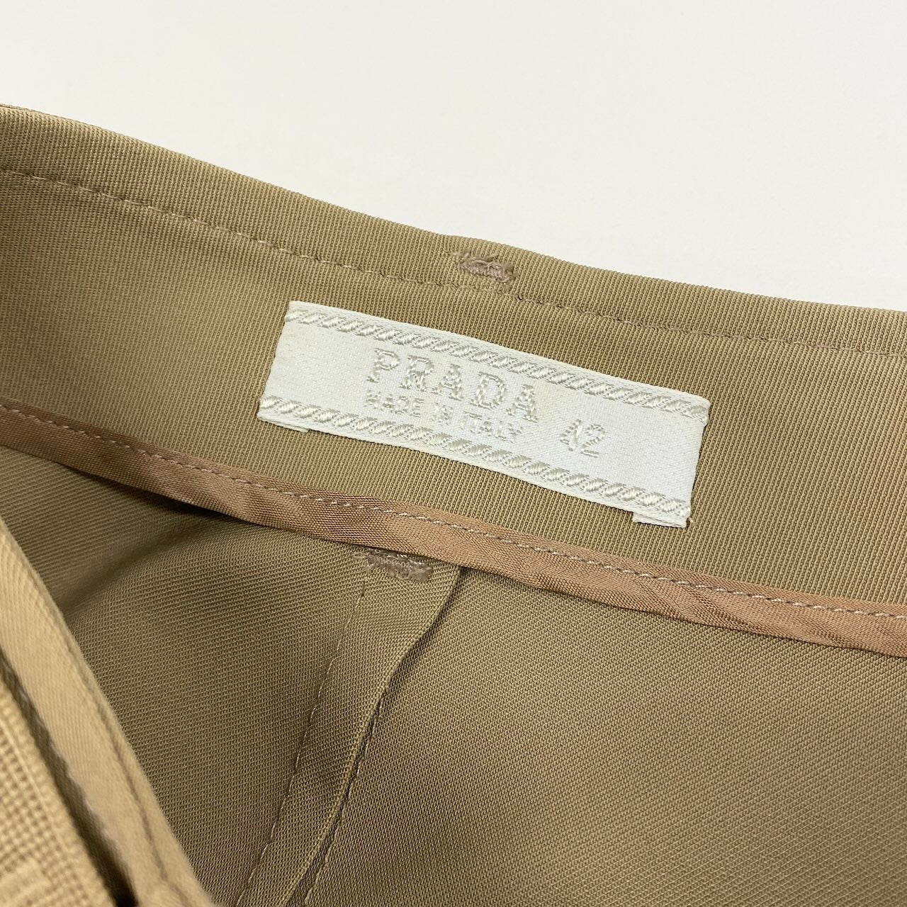 Ec27 PRADA プラダ ベルト付き タイトスカート 膝丈 イタリア製 42サイズ ベージュ レディース 女性用u02t