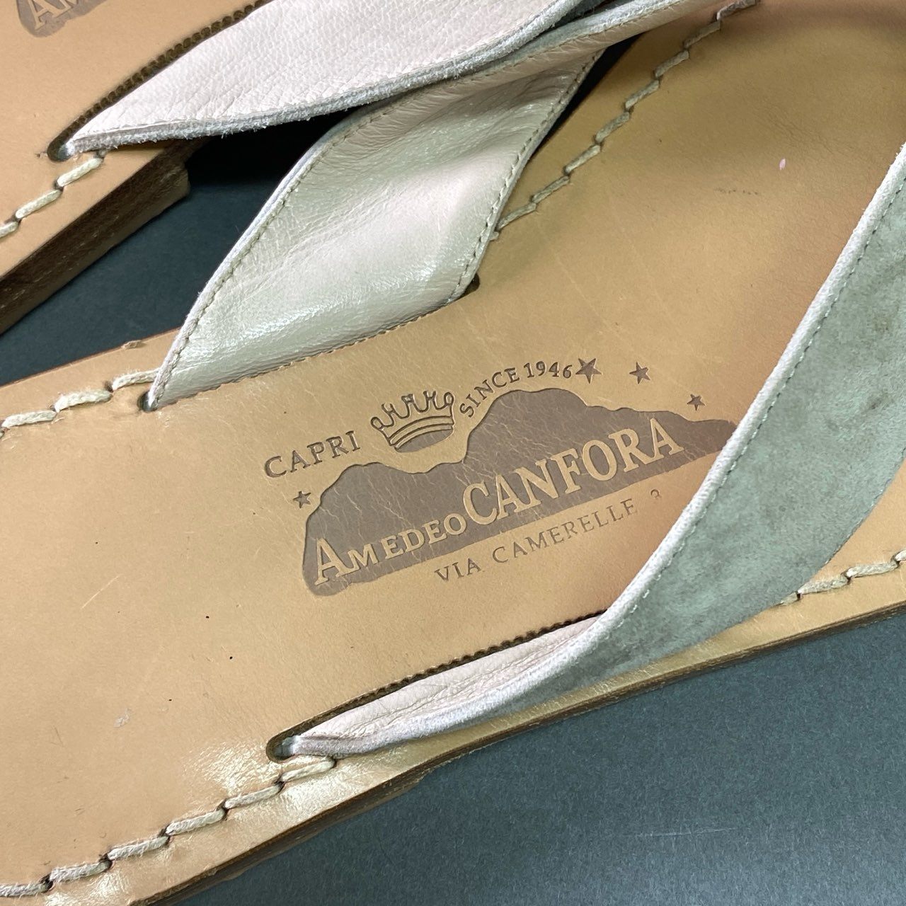 4l20 CANFORA カンフォラ Ron Herman ロンハーマン別注 ALAN アラン トングサンダル 40 グレー レザー