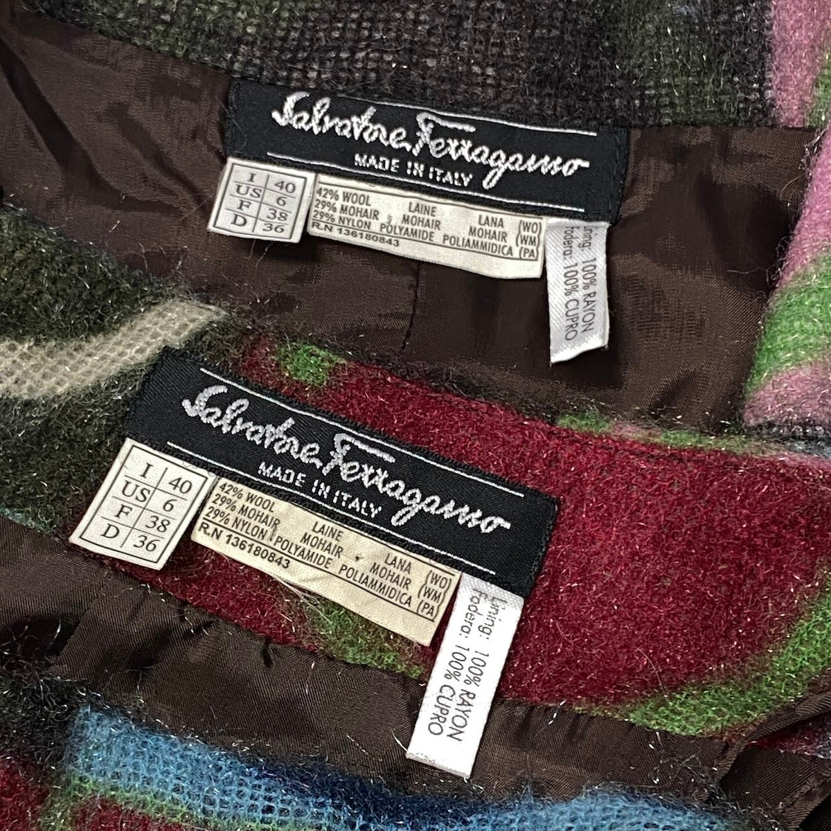 j29 Salvatore Ferragamo スカートセットアップ ジャケット スカート ガンチーニ 40サイズ マルチカラー レディース 女性用u02t