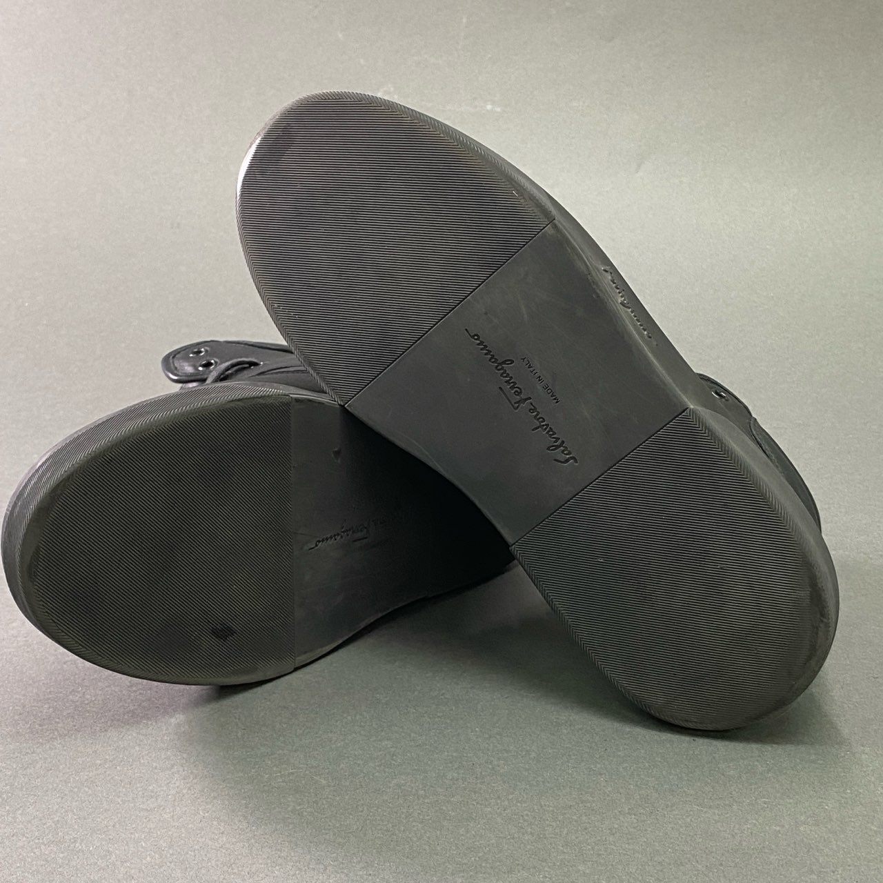 7e9 Salvatore Ferragamo サルヴァトーレ フェラガモ ハイカットレザースニーカー 8 1/2 ブラック Leather シューズ イタリア製
