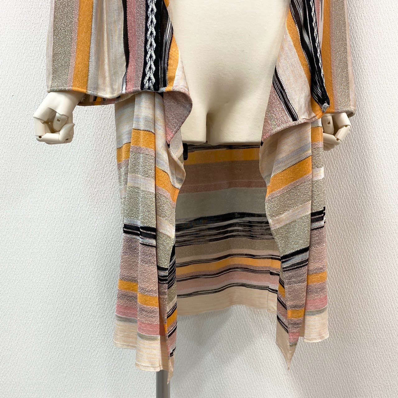 76i12 MISSONI ミッソーニ イタリア製 ロング ケープカーディガン 羽織 ラメ マルチカラー レディースk02i