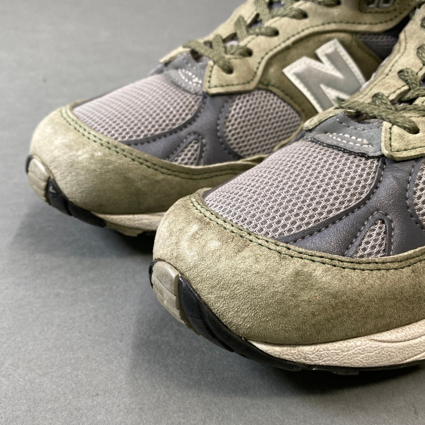 1g31 New Balance ニューバランス EX M991GGT スエードレザー スニーカー US 7 1/2 オリーブ Leather シューズ 英国製 紳士靴k02i