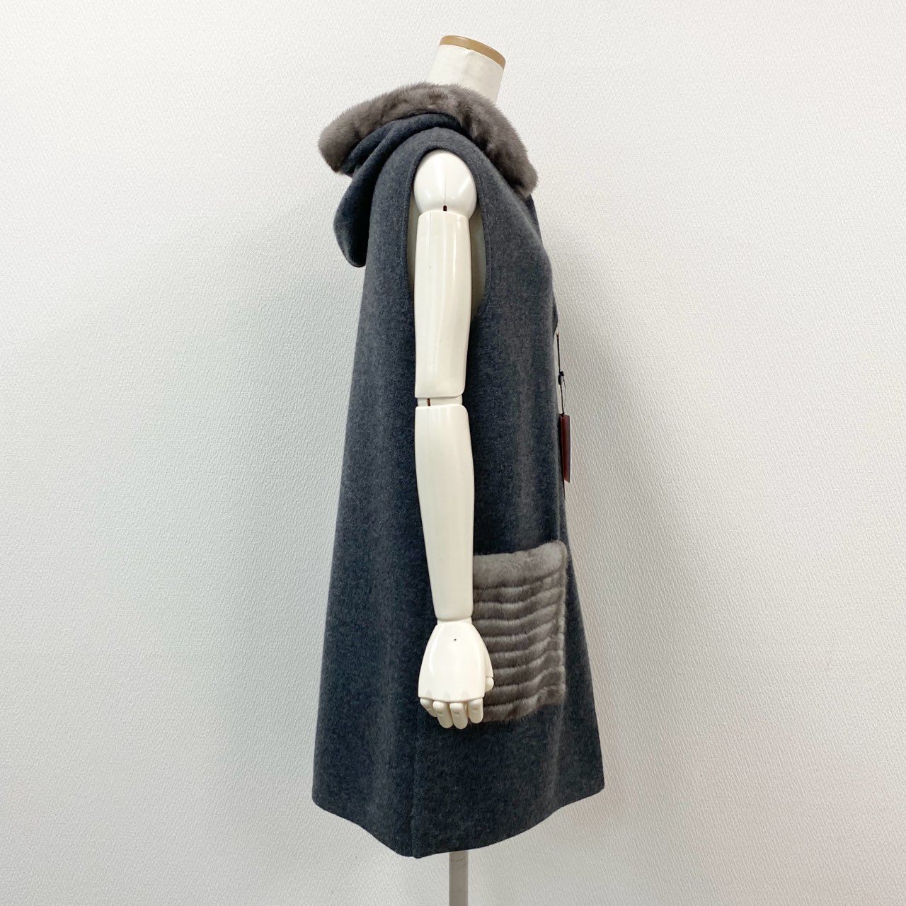 58f20 【新品】定価66万円 GRES PARIS グレ パリ ブルーアイリスミンク ダブルフェイス カシミヤ100% ニットベストコート カシミヤコート サイズL レディース 婦人服 ニットベスト アウター