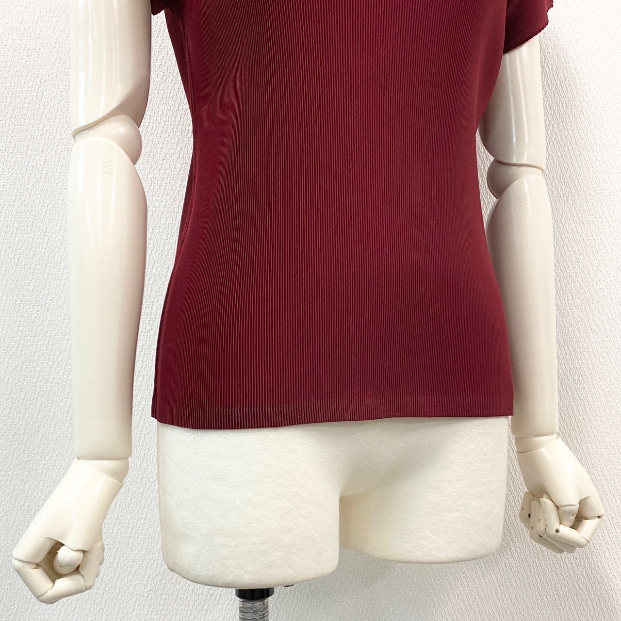 47b28 PLEATS PLEASE プリーツプリーズ イッセイミヤケ プリーツ加工 カットソー トップス レッド ポリエステル100% レディース