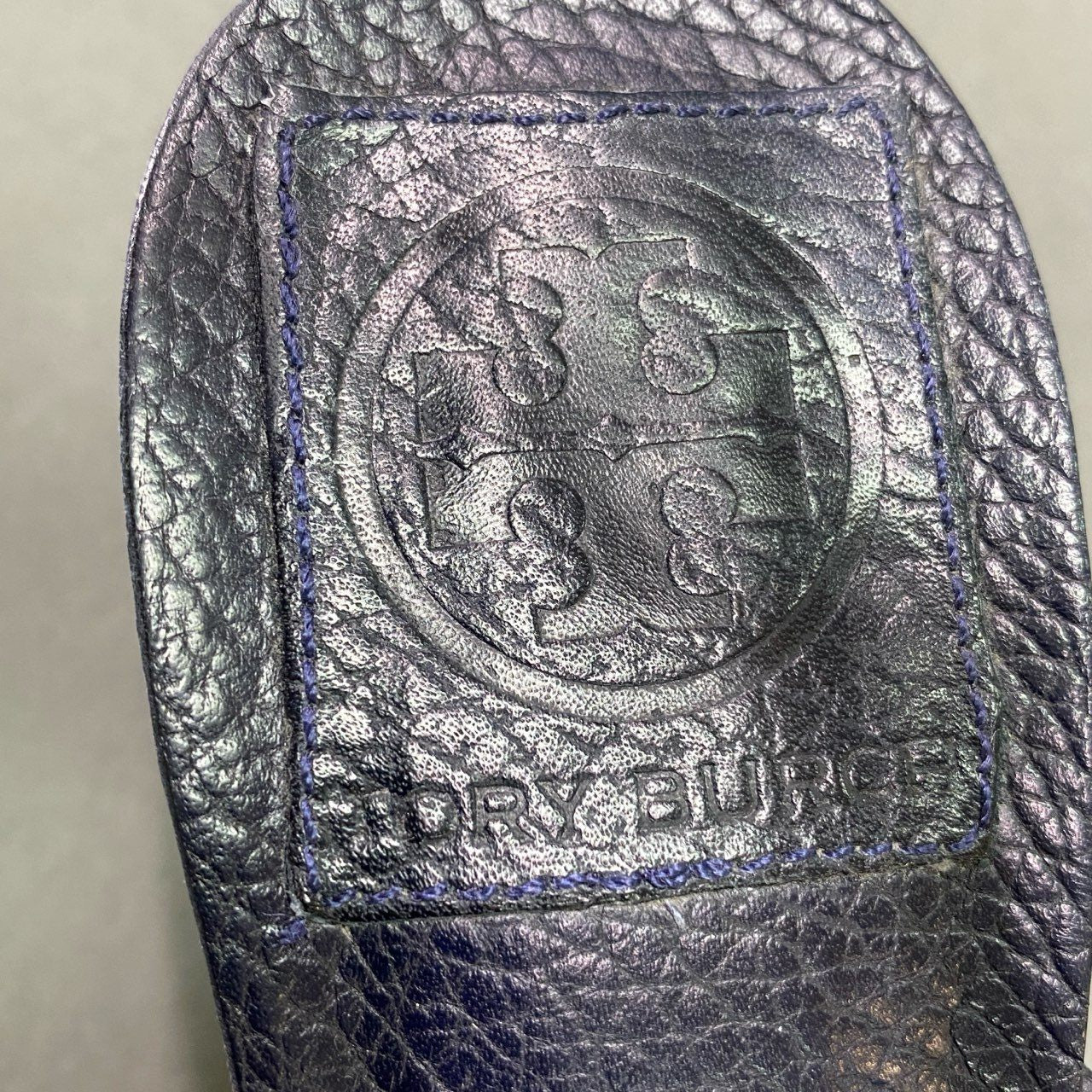 5c21 TORY BURCH トリーバーチ アンクルストラップリボンサンダル 6M ホワイト ネイビー レザー シューズ 夏