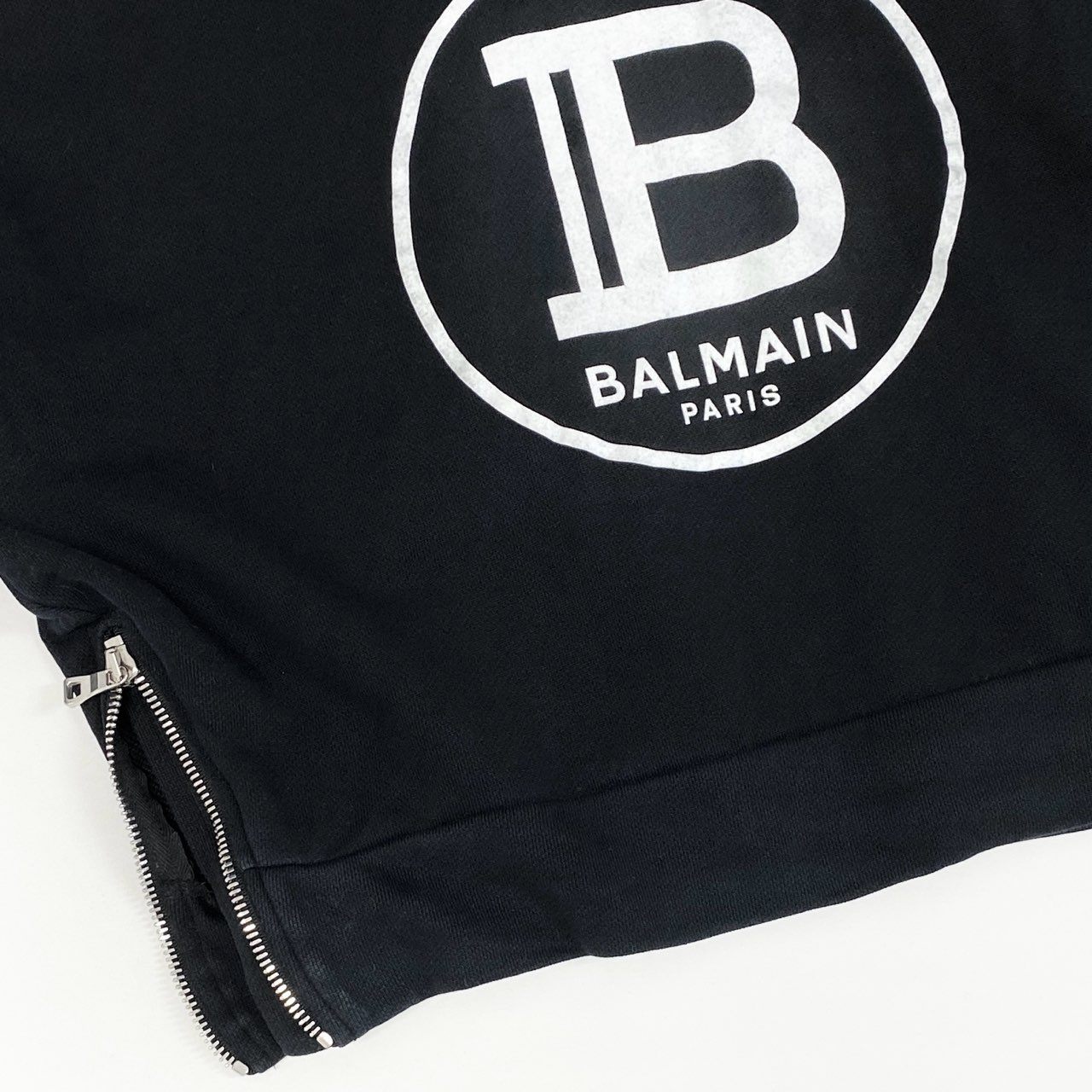 19g28 BALMAIN バルマン ロゴプリント サイドジップ プルオーバー パーカー フーディ BKUXV 001 14A ブラック コットン キッズ