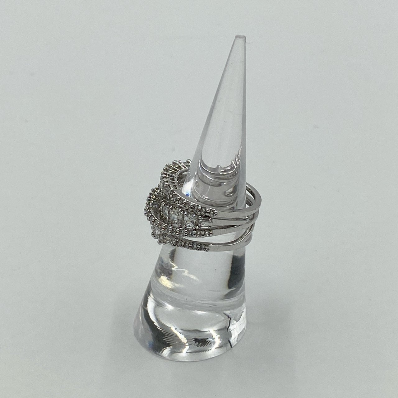 h21《美品》 Swarovski スワロフスキー Twist Wrap Ring ツイストラップリング 13号 シルバー ラインストーン 指輪 アクセサリーt18r