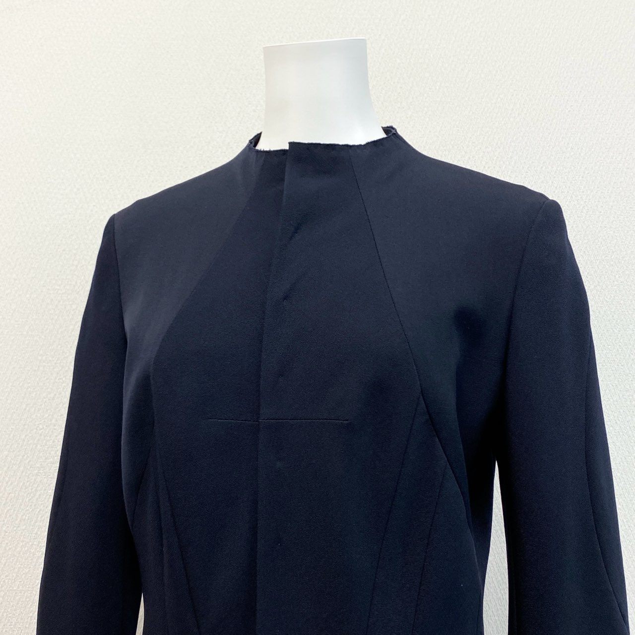 20k19 YOHJI YAMAMOTO ヨウジヤマモト 多ボタン ボタンフライ ノーカラージャケットノーカラーコート サイズ1 ネイビー レディース 女性用 オールドヨウジ