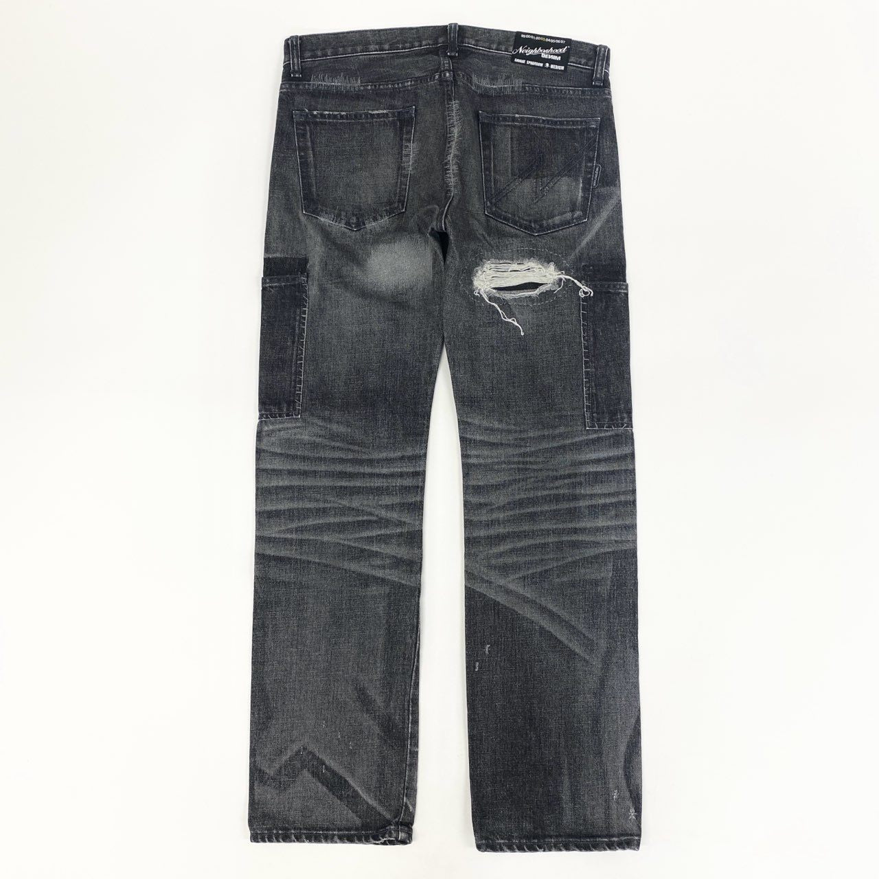 65e2 NEIGHBORHOOD ネイバーフッド Y2K SAVAGE DENIM サベージデニム パンツ ボトムス ダメージ加工 M ブラック コットン