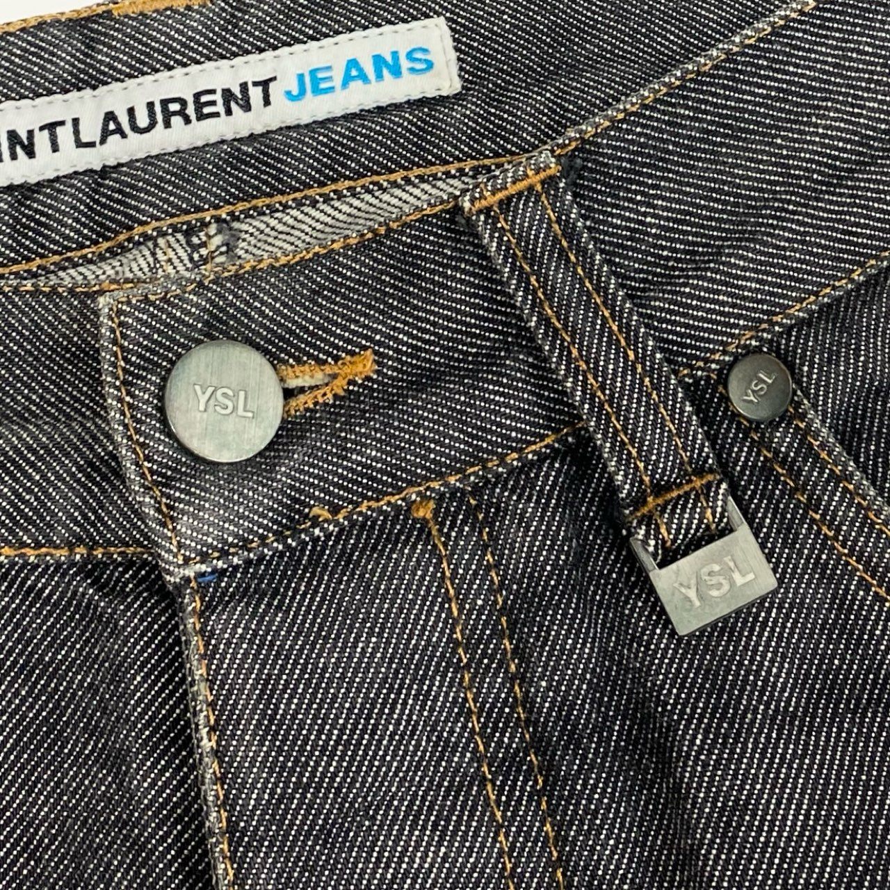 24i25 SAINT LAURENT JEANS サンローラン ブラックデニムパンツ ジーパン YSLロゴボタン ボタンフライ サイズ30 グレー系 コットン メンズk02i