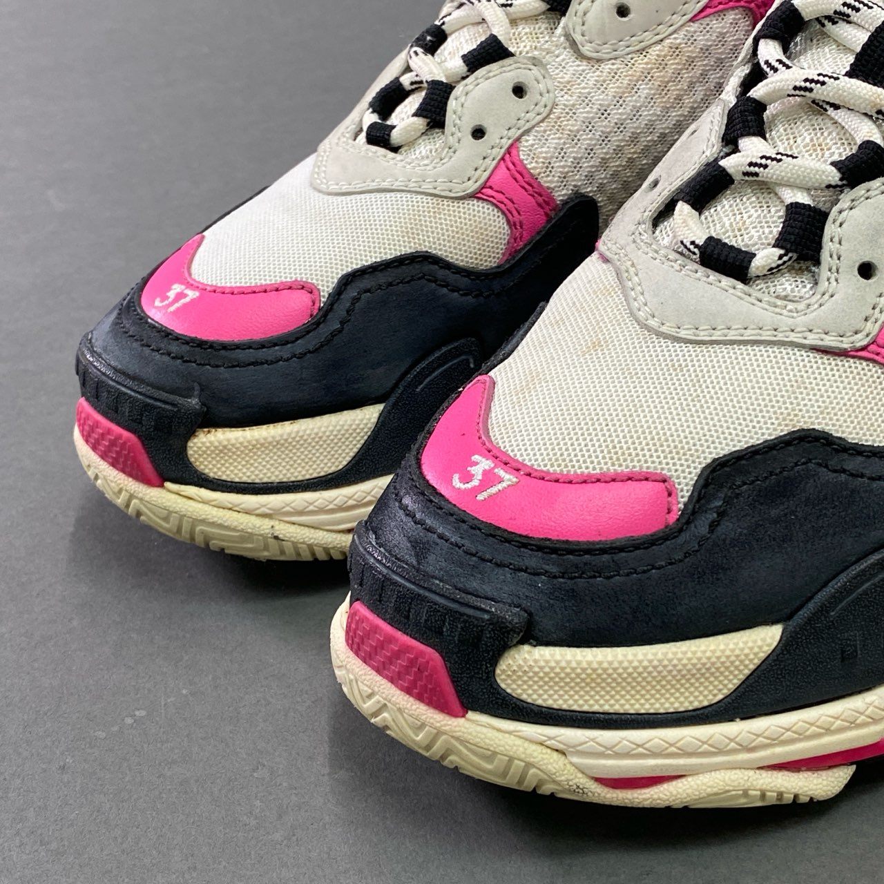 7c10 BALENCIAGA バレンシアガ Triple S トリプルS トレーナー スニーカー 24.5cm ピンク ブラック ホワイト 厚底 シューズ