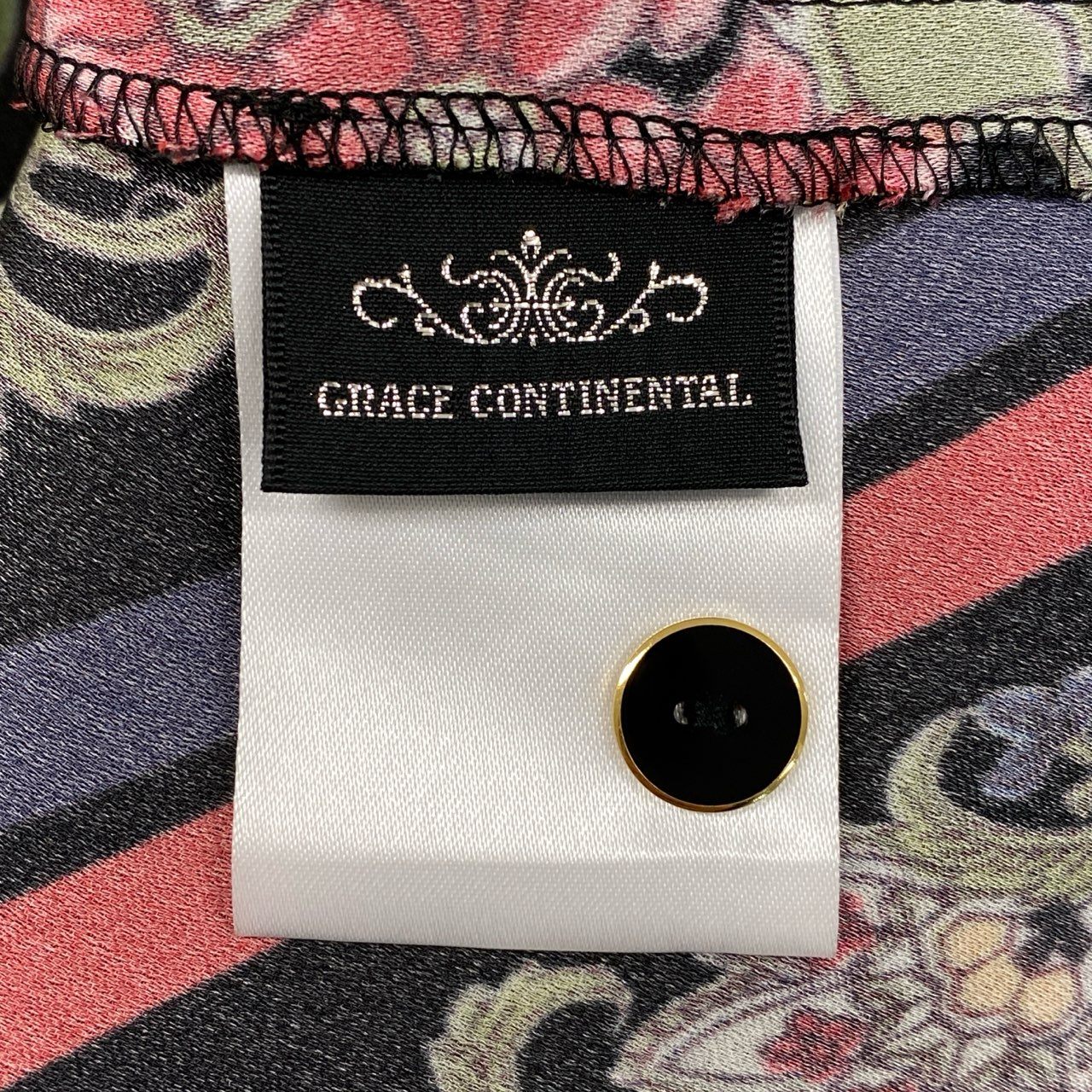 11f12 GRACE CONTINENTAL グレースコンチネンタル ハイウエスト ドローコード付き ボタニカルスカーフワンピース ボタンフライ サイズ36 レディース 羽織物