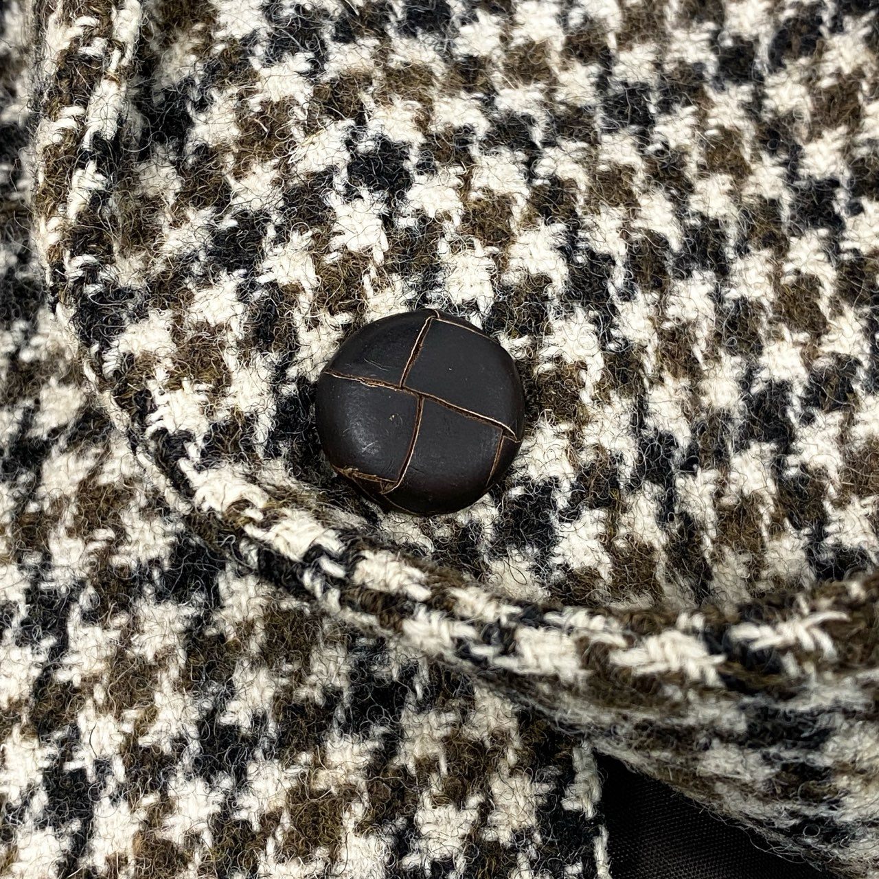 17e7 【英国製】DUNN&CO. HARRIS TWEED ハリスツイード 千鳥格子 クルミ釦 2B ツイードジャケット テーラードジャケット サイズS42 ベージュ系 メンズ 男性用