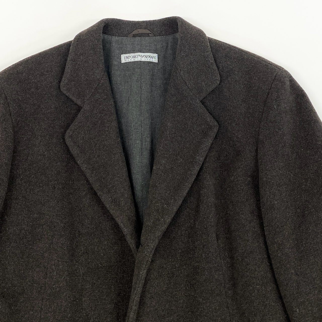 49i11 EMPORIO ARMANI エンポリオアルマーニ セミロングコート ウールコート イタリア製 90’s~00’s old メンズ 男性用 1626922 48 ブラウン系u02t