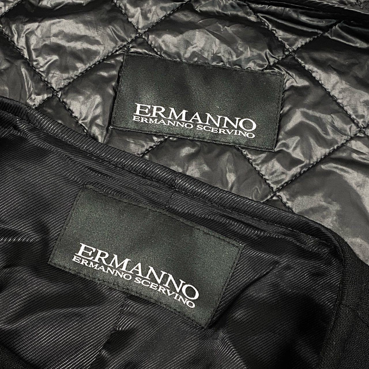 5d2 《美品》 ERMANNO SCERVINO エルマンノ シェルビーノ ベスト付 セパレート ノーカラージャケット 40 ブラック 2点セット イタリア製 レオパード柄