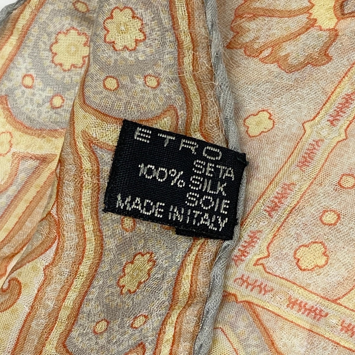 14f10 ETRO エトロ 大判ストール ショール 総柄プリント ペイズリー柄 イタリア製 マルチカラー シルク100% レディースu02t