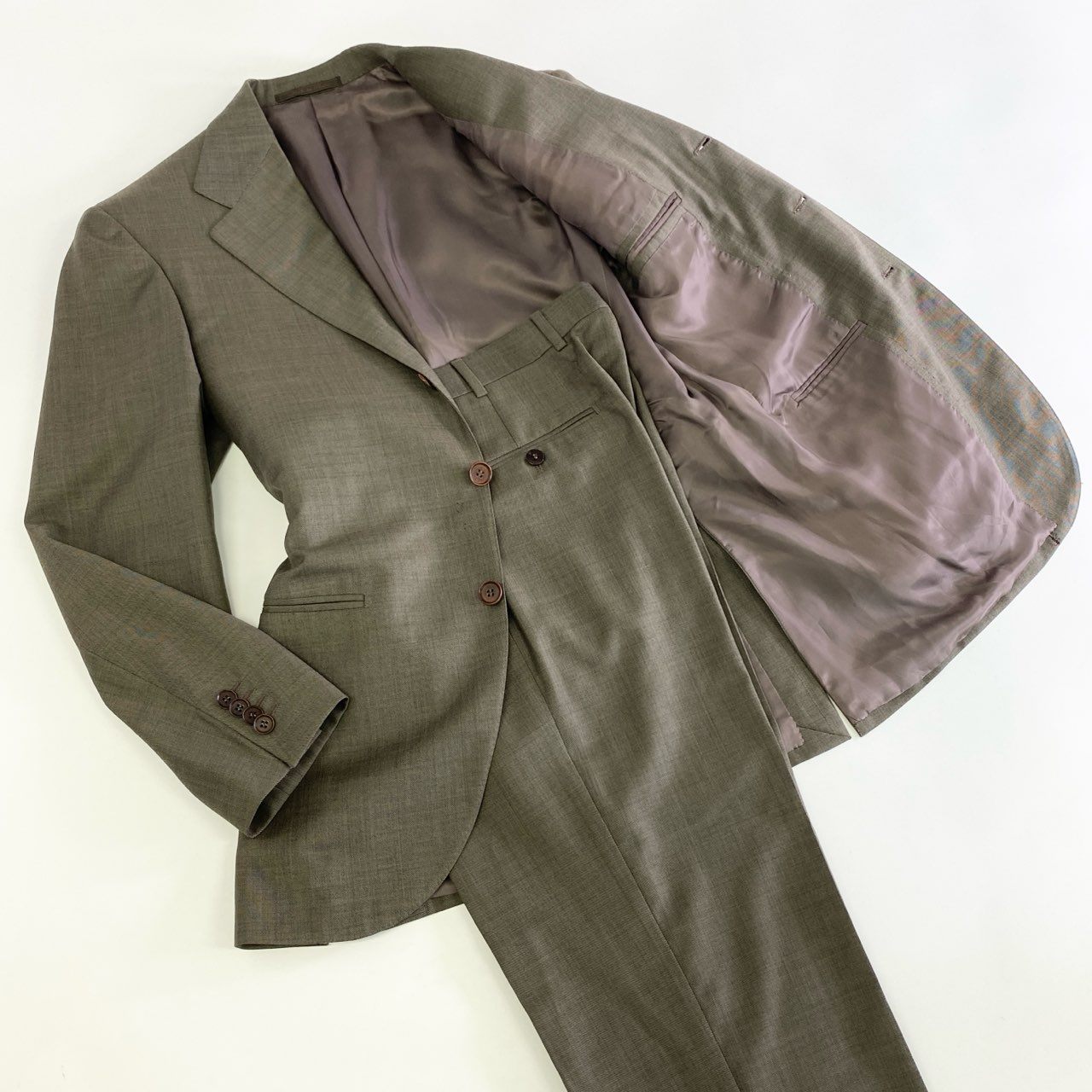 39k13 LIVERANO&LIVERANO リベラーノアンドリベラーノ シングルスーツ セットアップ テーラードジャケット/スラックスパンツ サイズ44 カーキ系 ウール100% メンズ イタリア製