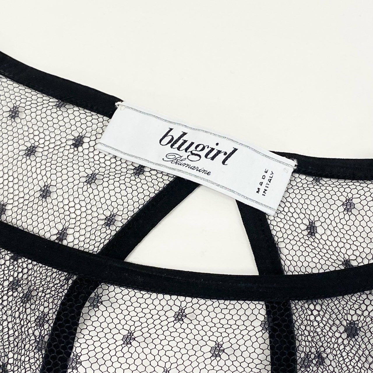 56h1 blugirl ブルーガール チュール切替 ニット トップス 花柄 総柄 レース切替 イタリア製 レディース 女性用 LL0213152 42 ブラックu02t