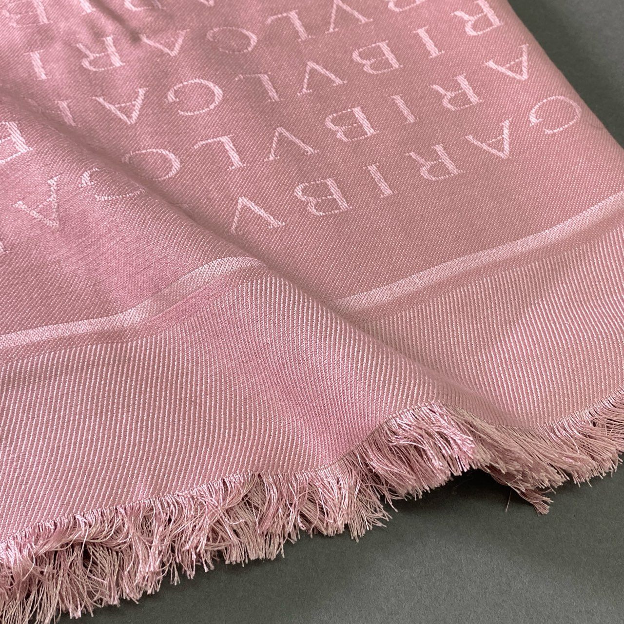 a17 BVLGARI ブルガリ シルクウール ストールマフラー ピンク イタリア製 ショール スヌード Silk Wool 箱付き