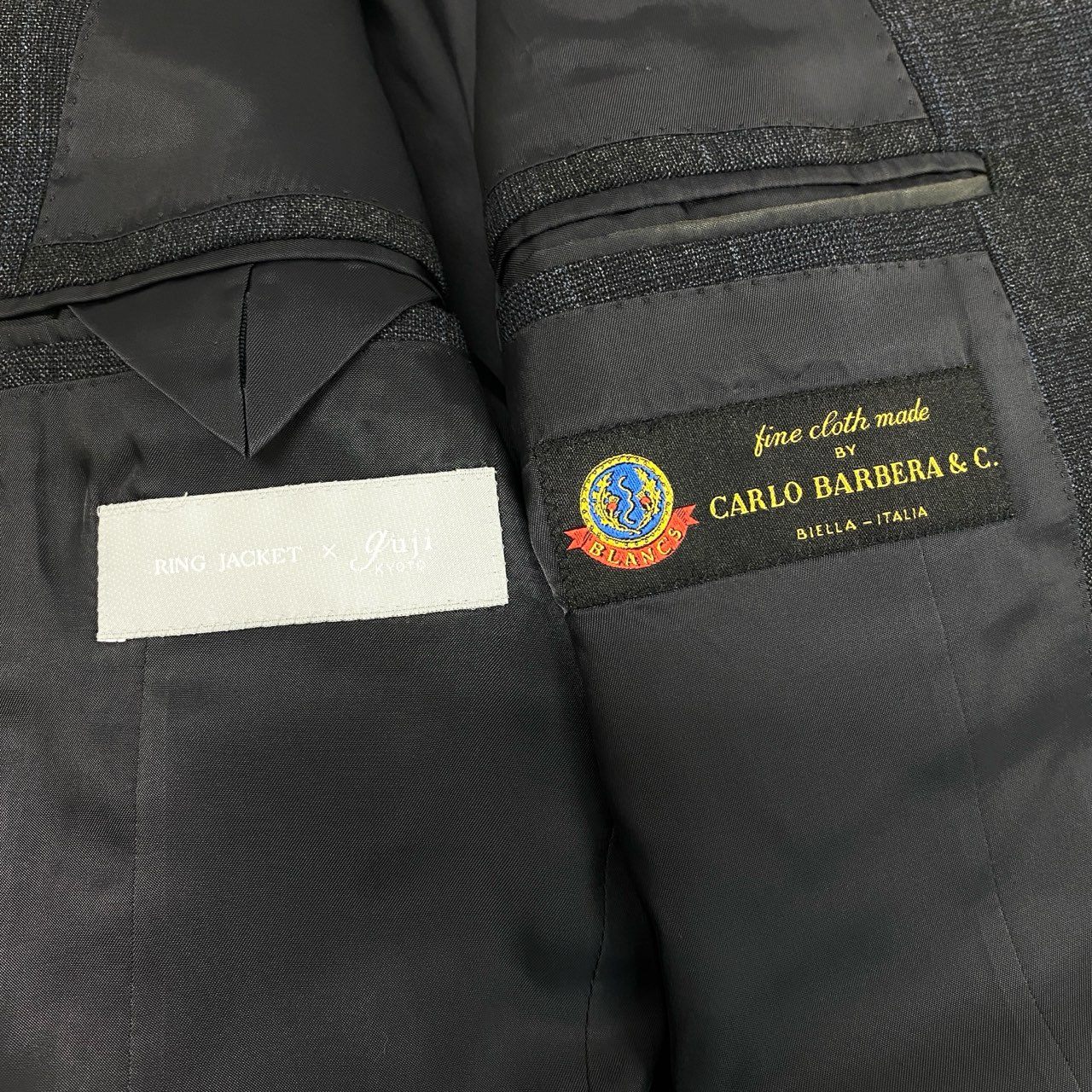 87f24 《美品》 RING JACKET リングヂャケット × guji グジ セットアップ スーツ 42 グレー Carlo Barbera カルロバルベラ フォーマル ビジネス