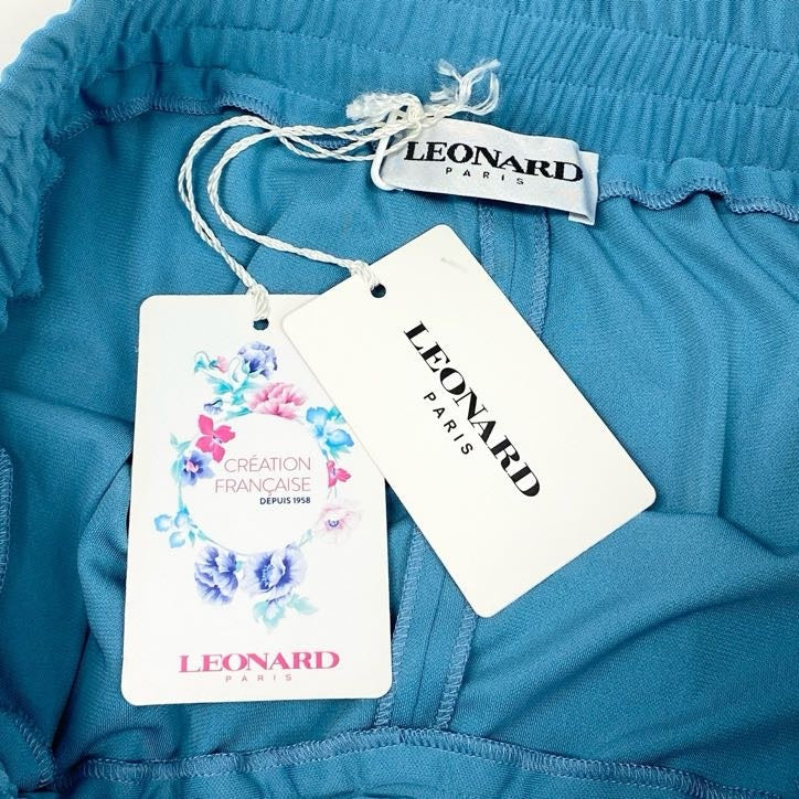 80g23 LEONARD レオナール ボトムス スラックスパンツ イタリア製 レーヨン混紡 春夏 レディース 女性用 0443502 40 ブルー