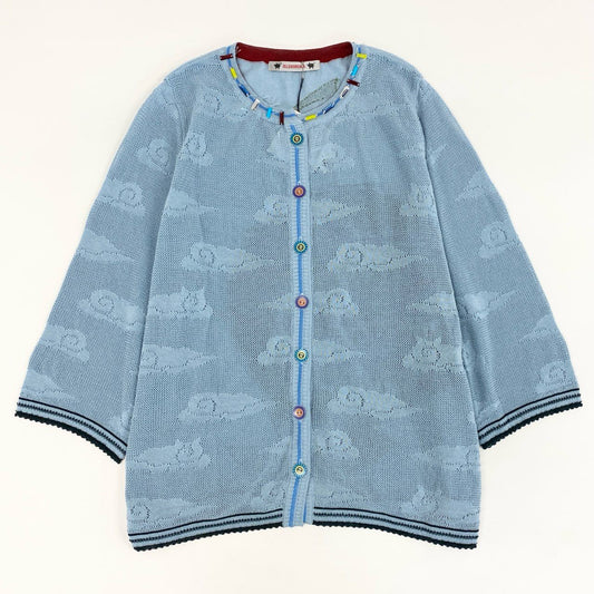 28d11 【未使用品】定価¥46200 OLLEBOREBLA オレボレブラ ビジュー付 メッシュカーディガン M ブルー ALBEROBELLO アルベロベロ タグ付