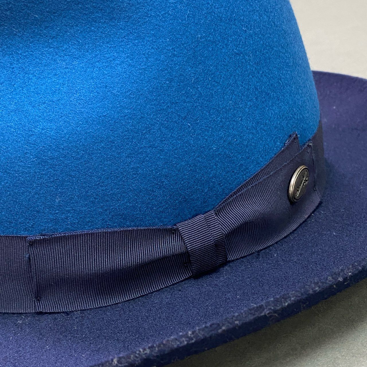 b17 Borsalino ボルサリーノ イタリア製 ウールフェルトハット 61 ブルー ネイビー リボン 帽子