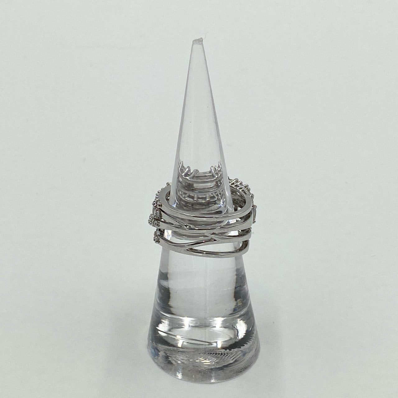 h21《美品》 Swarovski スワロフスキー Twist Wrap Ring ツイストラップリング 13号 シルバー ラインストーン 指輪 アクセサリーt18r