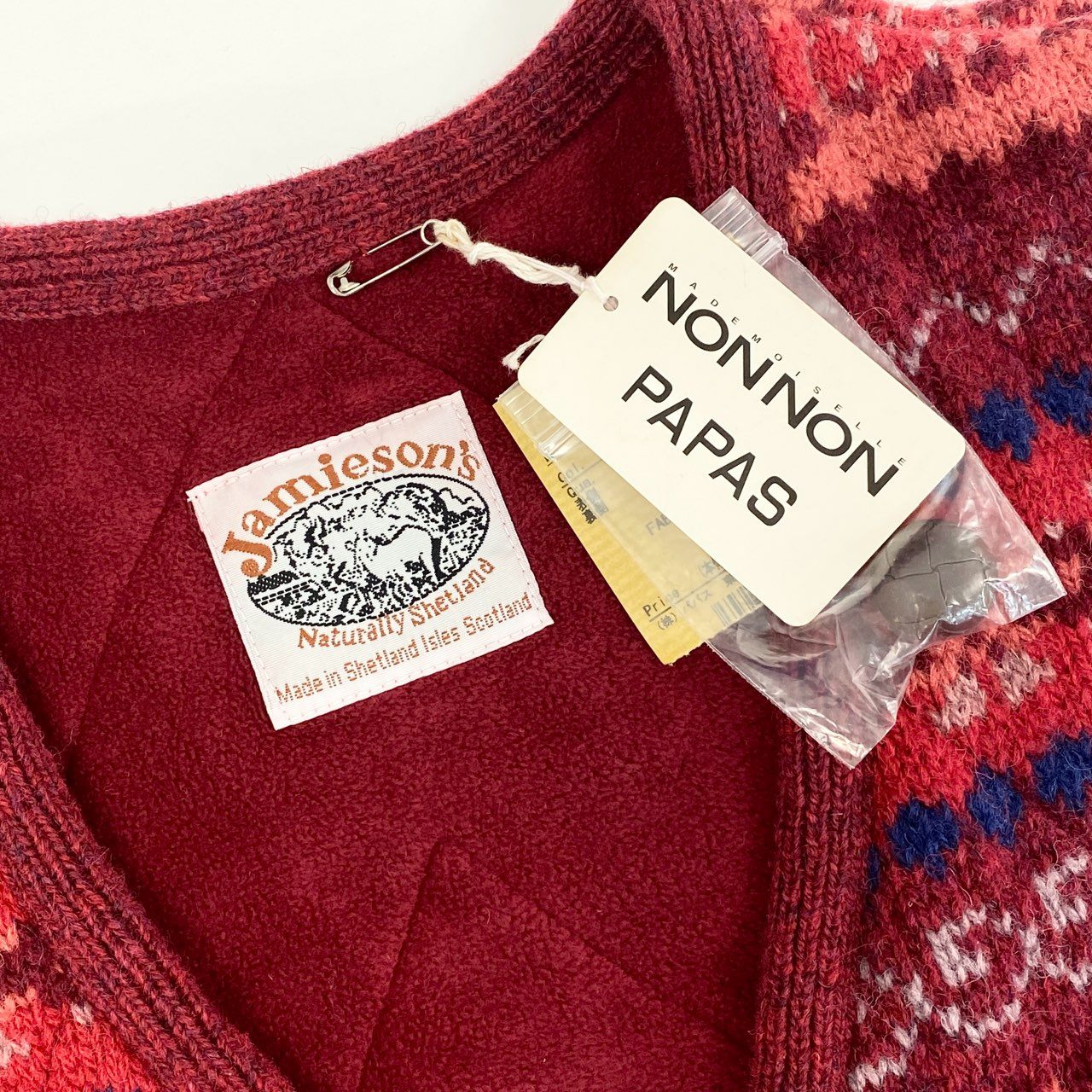 75f24 《極美品》定価¥73.290 Jamieson’s ジャミーソンズ Papas パパス ウールベスト F レッド 日本製