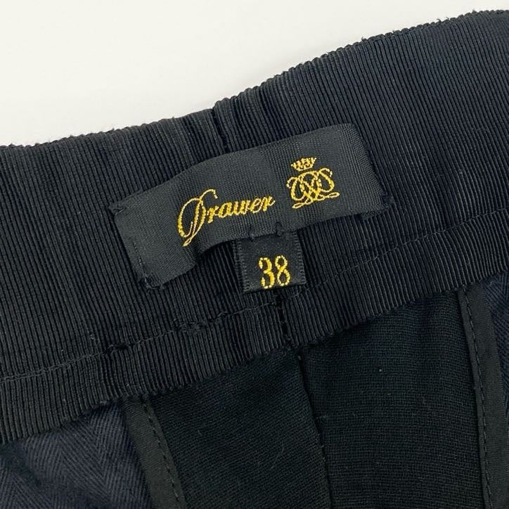 80g23 Drawer ドゥロワー サイドギャザータックパンツ ボトム コットン シルク テーパードパンツ レディース 女性用 6514-236-1225 38 ブラック
