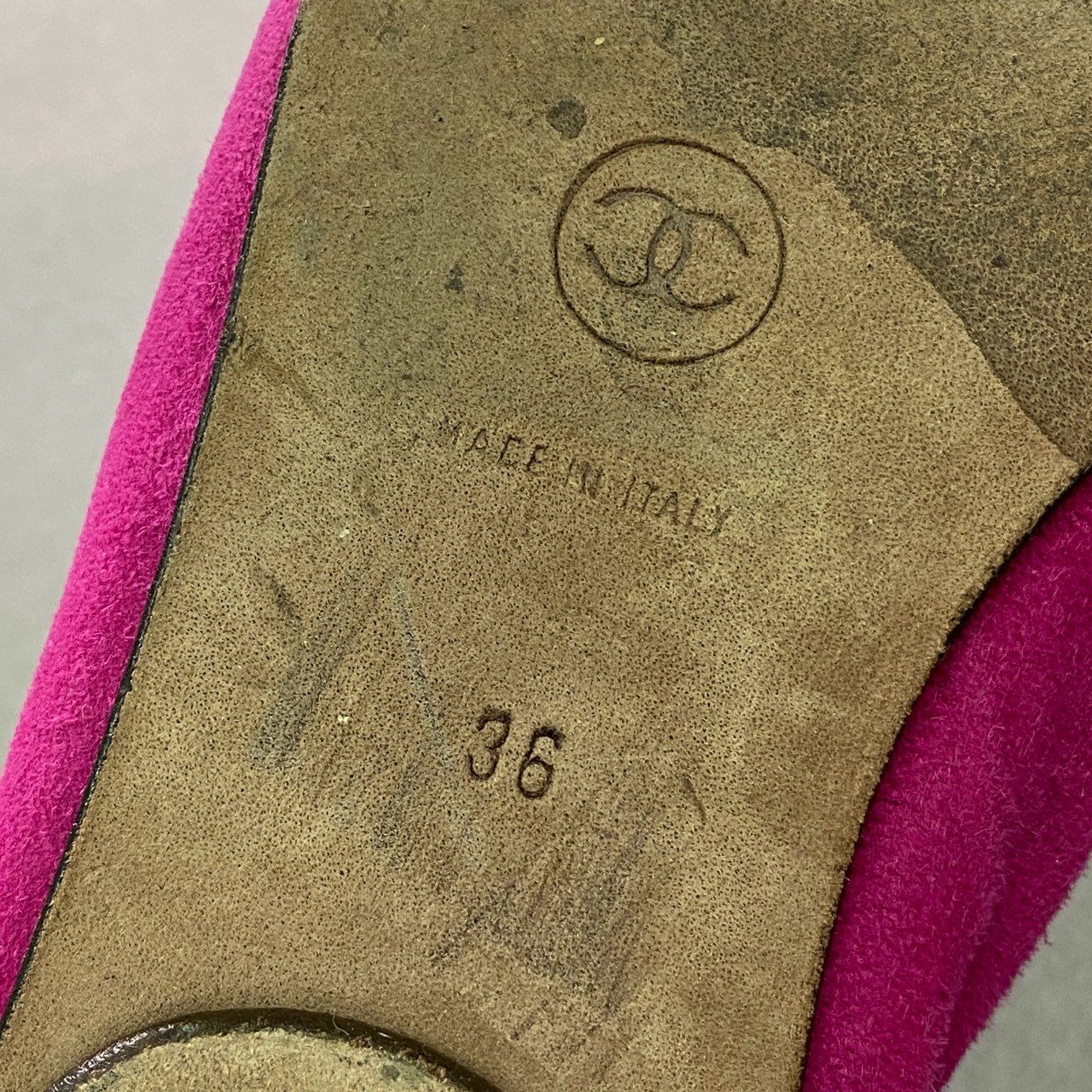 6b27 CHANEL シャネル フラットパンプス レザーシューズ リボン スエードレザー切替 バイカラー イタリア製 36 ピンク ブラック 本革