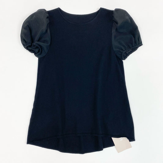 52e23 《新品タグ付き》 DAISY LIN for FOXEY デイジーリンフォクシー プラネット トップス カットソー トップス 袖シアー素材切替 半袖 32830 サイズ38 ブラック レディース 日本製