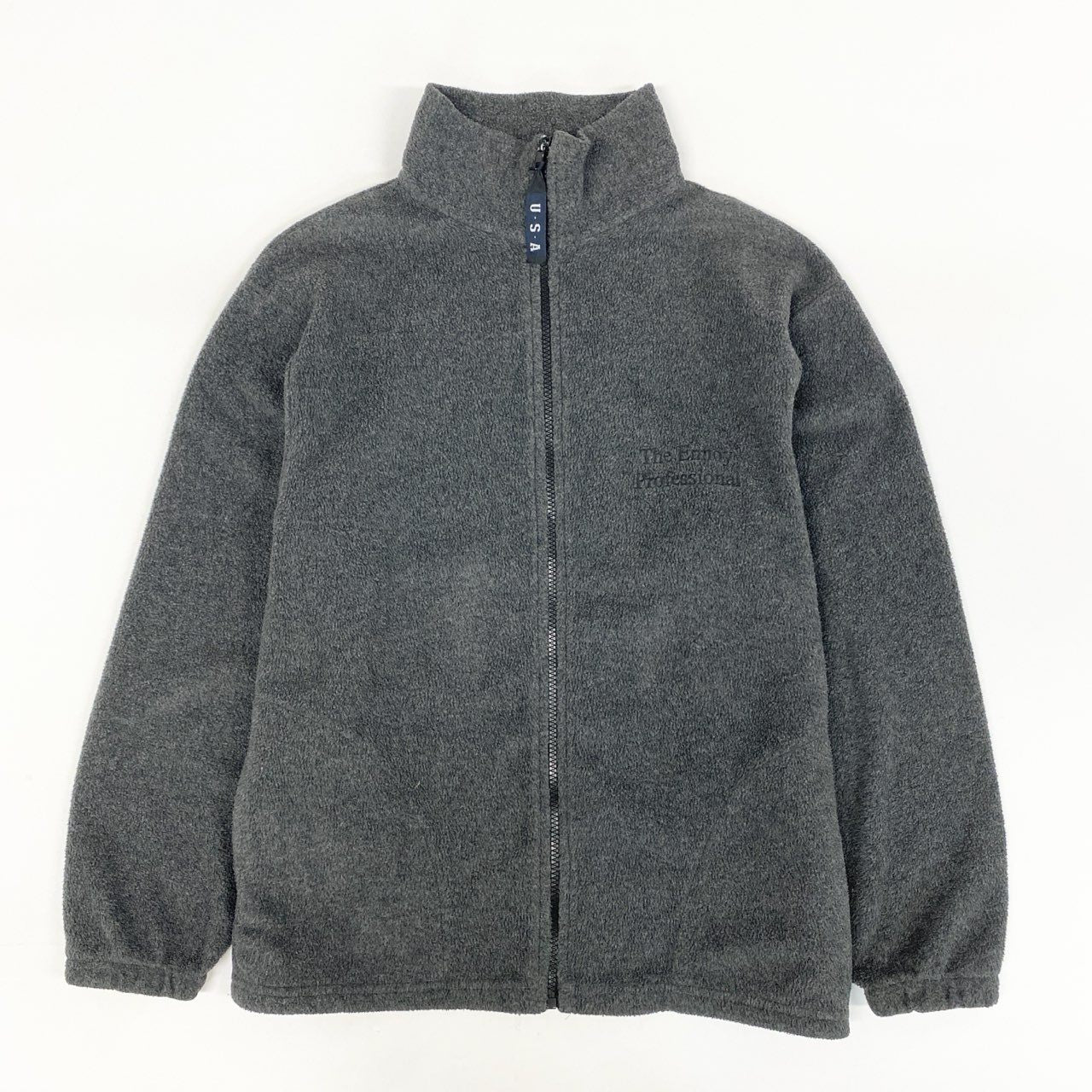 44h26 the ennoy professional ザエンノイプロフェッショナル ロゴ刺繍 フリースジャケット USA製 Mサイズ ダークグレー メンズo07t