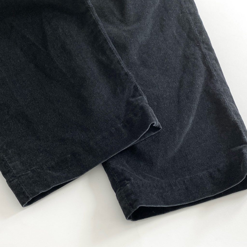 9e21 イタリア製 RICCARD METHA リカルドメッサ VELVET 1TUCK WIDE TROUSERS ベルベット ワンタック ワイドトラウザーパンツ ボトムス RM180VL25141 44 ブラック コットン
