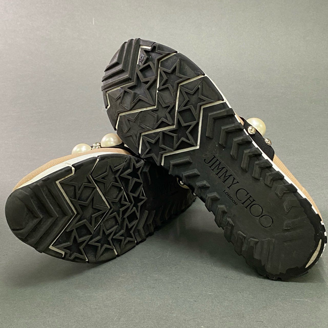 1c11 JIMMY CHOO ジミーチュウ VERONA ベローナ パールビジュー スニーカー 38 ピンク シューズ 箱付き