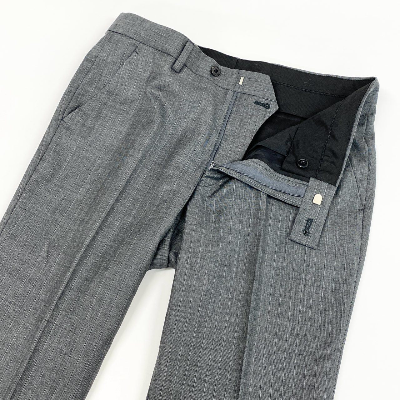 32d11 《美品》 Paul Smith ポールスミス シングルスーツ セットアップ ビジネス イタリア製 デルフィノ生地 サイズL グレー ストライプ ウール100% メンズ 日本製