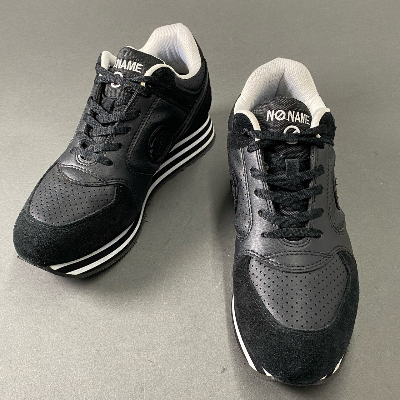 6e19 《美品》 NO NAME ノーネーム CITY RUN JOGGER シティランジョガー スニーカー 38 ブラック レザー シューズ 厚底