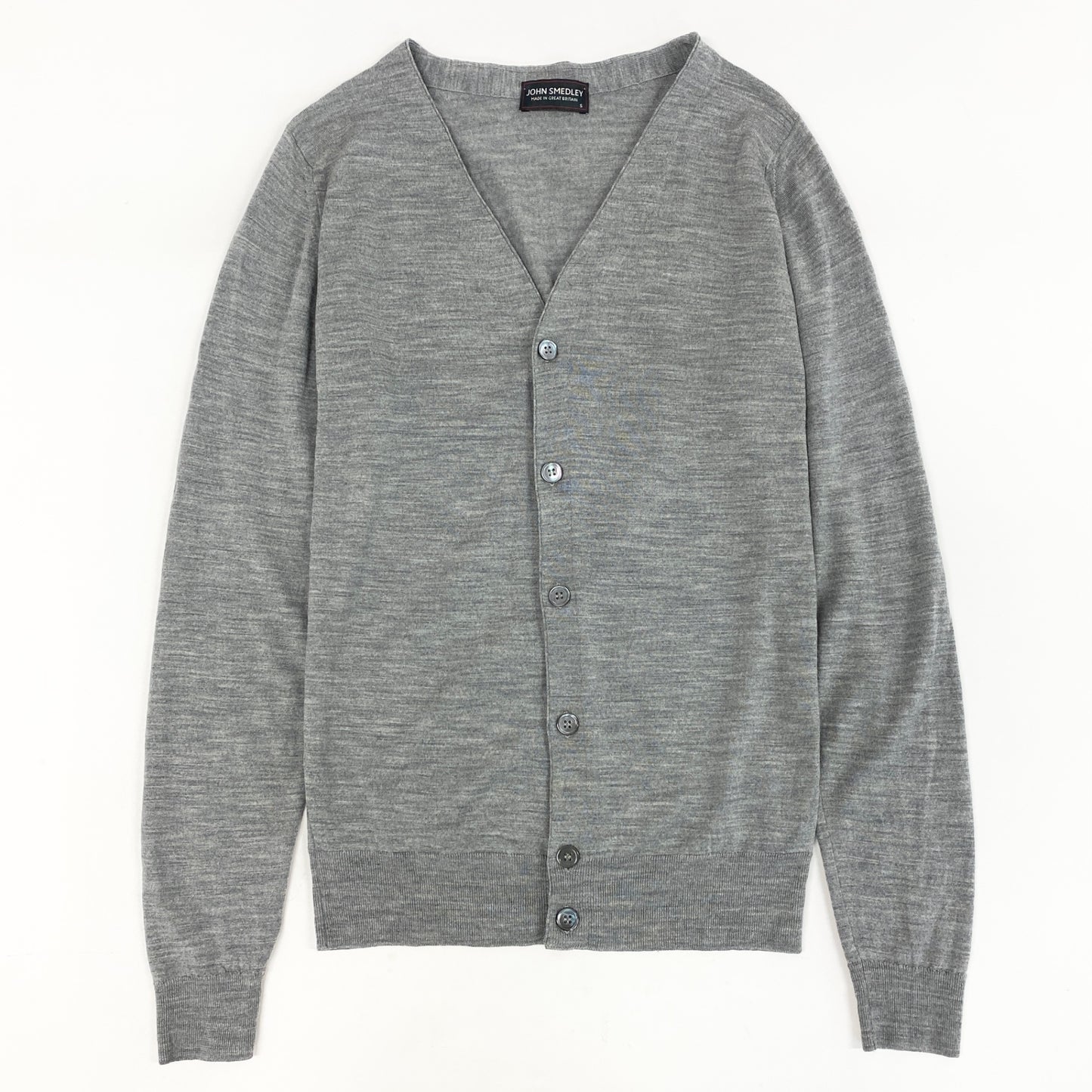 30lh29 JOHN SMEDLEY ジョンスメドレー Vネックカーディガン ウールカーディガン ニット トップス Sサイズ グレー メンズ 男性用u02t
