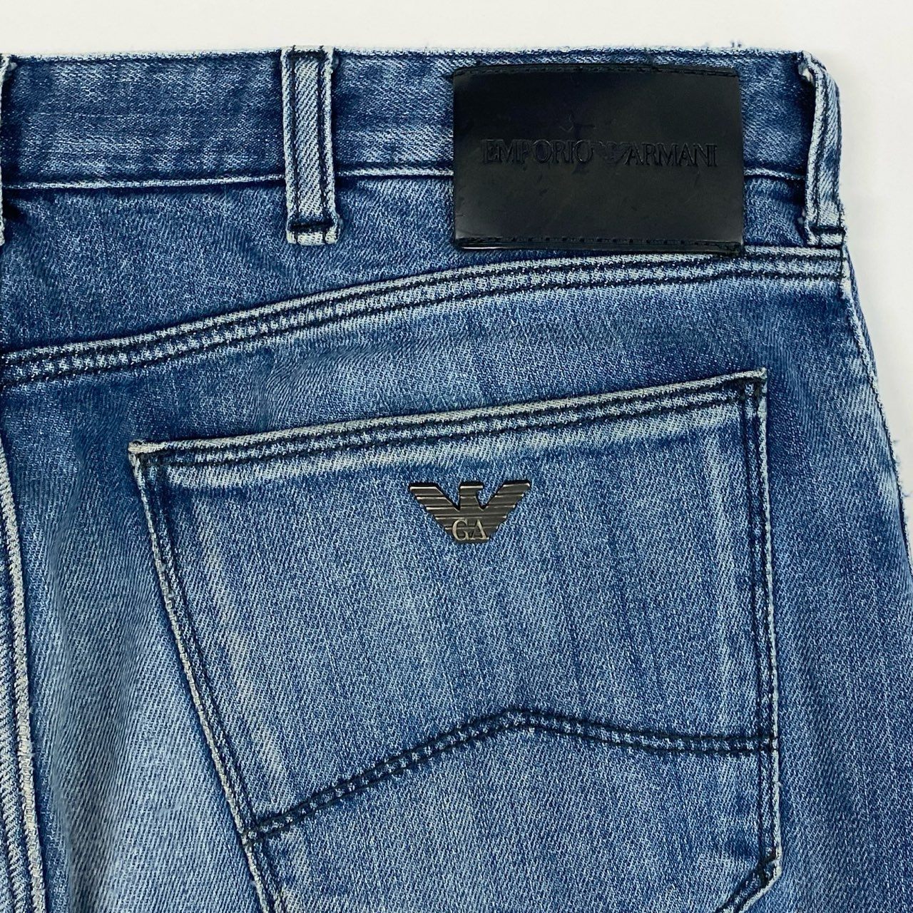 83i3 EMPORIO ARMANI エンポリオアルマーニ ダメージ加工 スキニーデニムパンツ ボトムス ジーンズ 31 インディゴブルー コットン メンズo07t