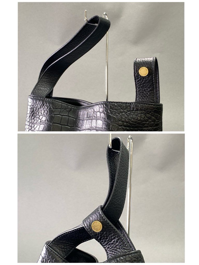 De18 【極美品】PELLE MORBIDA ペッレモルビダ ブラック クロコダイル 型押しレザー ワンハンドルバッグ メンズ 男性用 鞄 ハンドバッグ デイリーユース