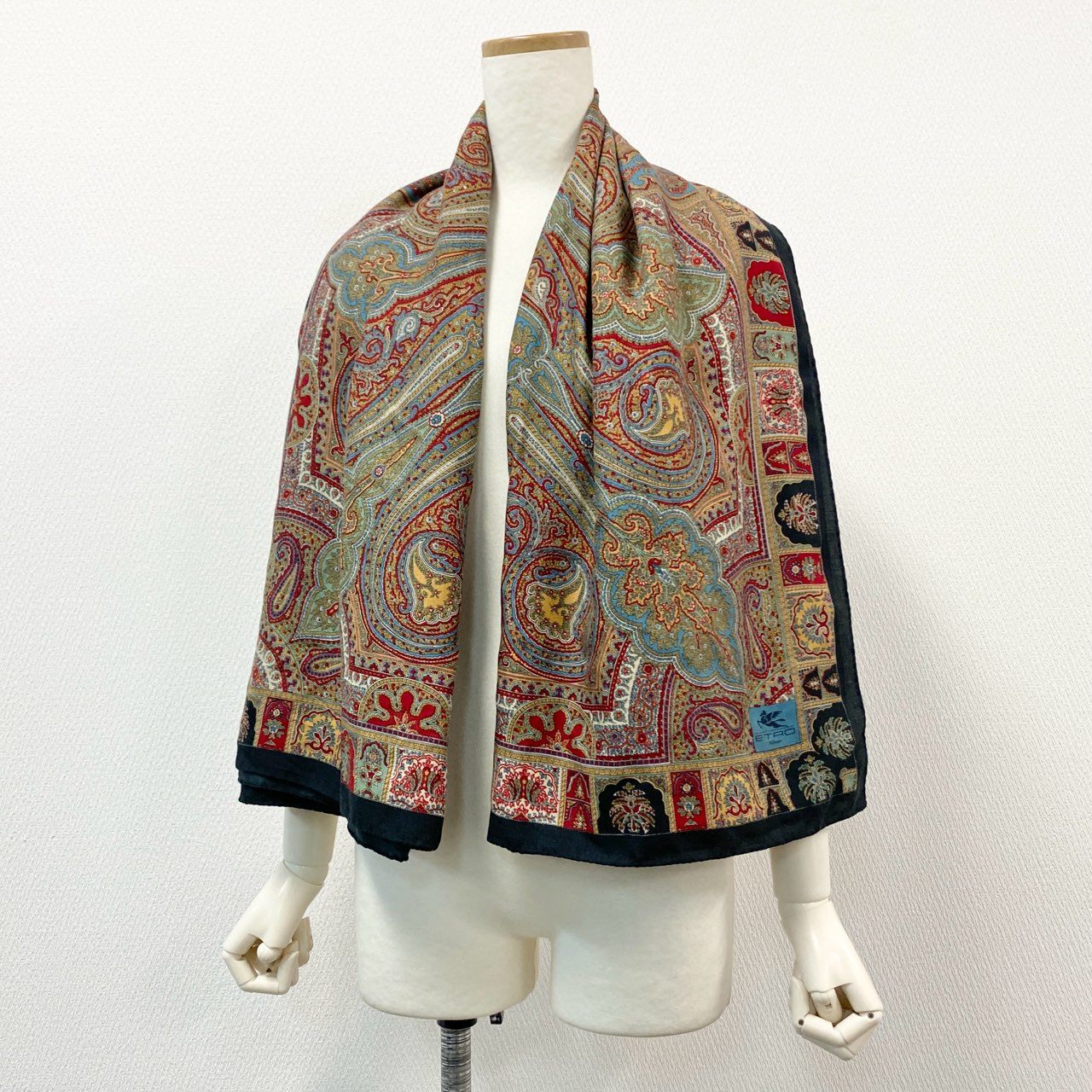h15 ETRO エトロ スカーフ ストール マフラー 大判ストール 130cm×132cm マルチカラー イタリア製k02i
