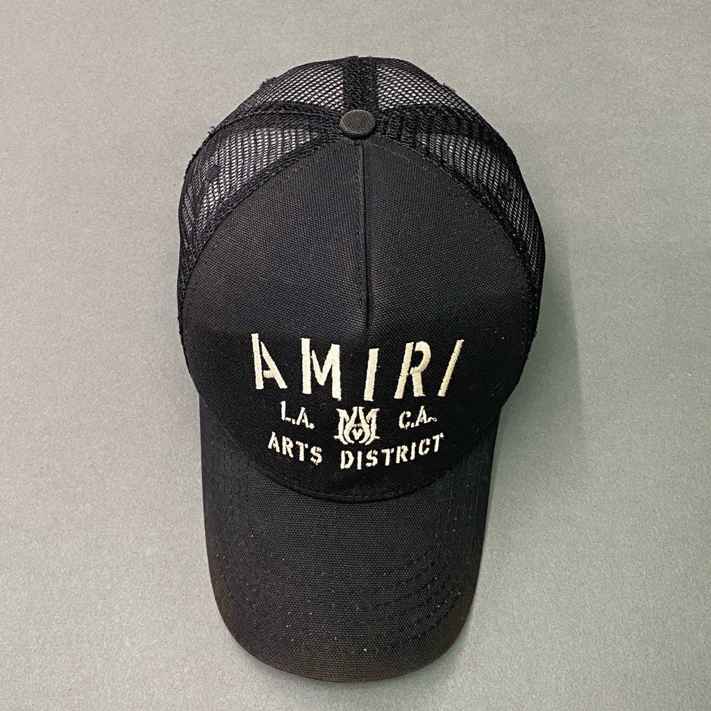 d5 AMIRI アミリ Stencil Trucker Hat FW22 ゴルフデザイナーキャップ トラッカーキャップ ロゴキャップ SR3T00004SMRDCA0 FREE ブラック
