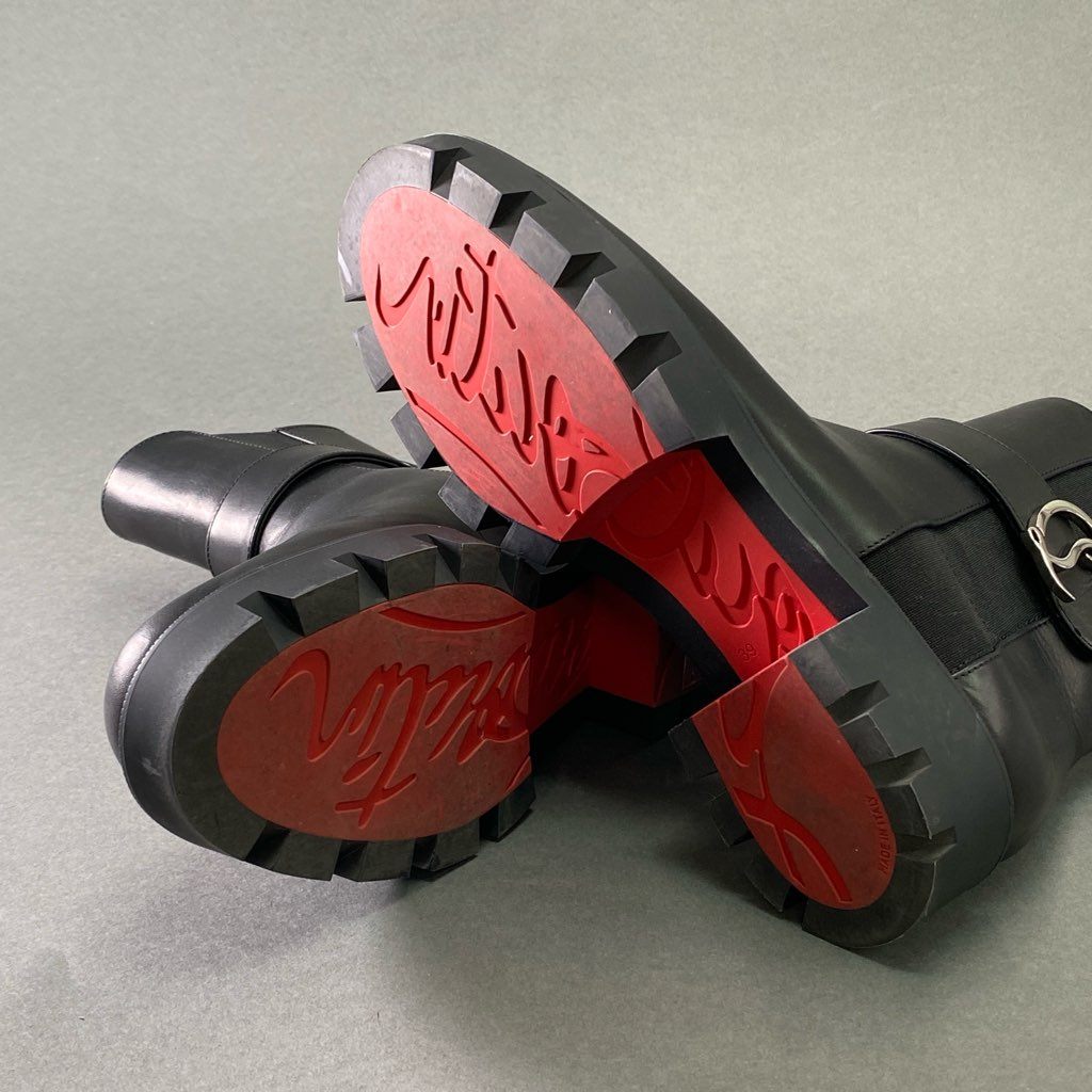 1f7 【現行品】 2025SS Christian Louboutin クリスチャンルブタン Chelsea Booty Lug チェルシーブーツ サイドゴアブーツ サイズ39 ブラック レディース 女性用 靴