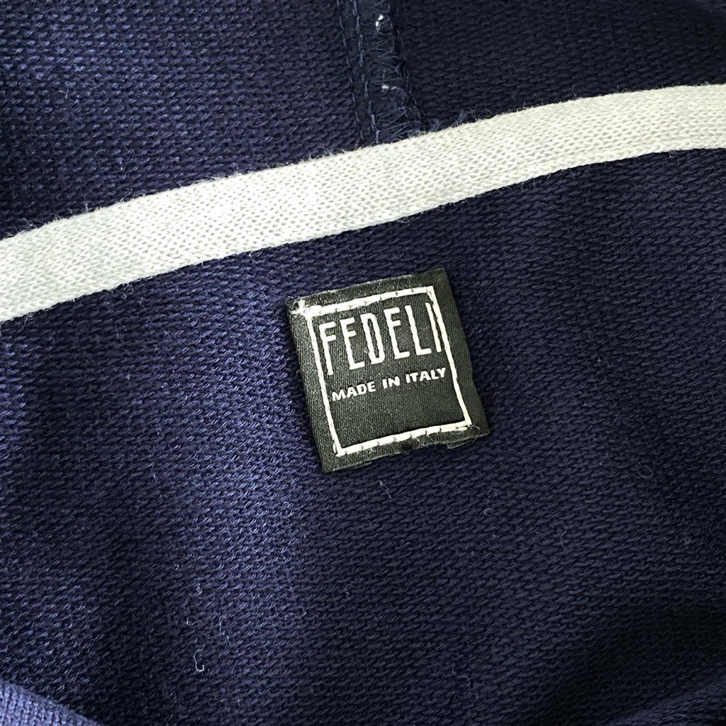 12e23 《未使用》 タグ付 イタリア製 FEDELI フェデリ コットンパーカー スウェットパーカー プルオーバー サイズL ネイビー コットン100% メンズ