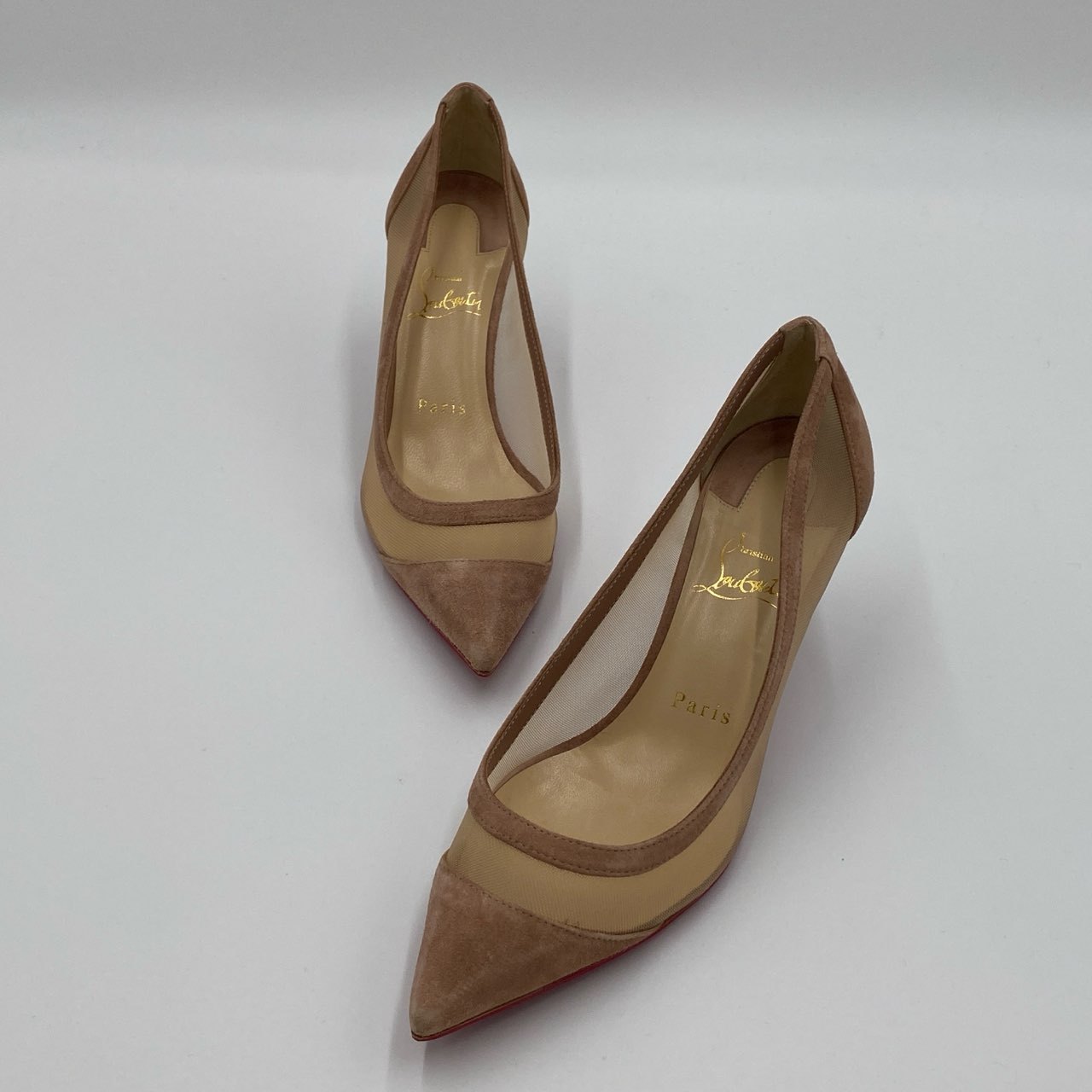 1h7【美品】Christian Louboutin クリスチャンルブタン GALATIVI 70 パンプス サイズ37 1/2 ピンクベージュ レディース 箱付きk02i