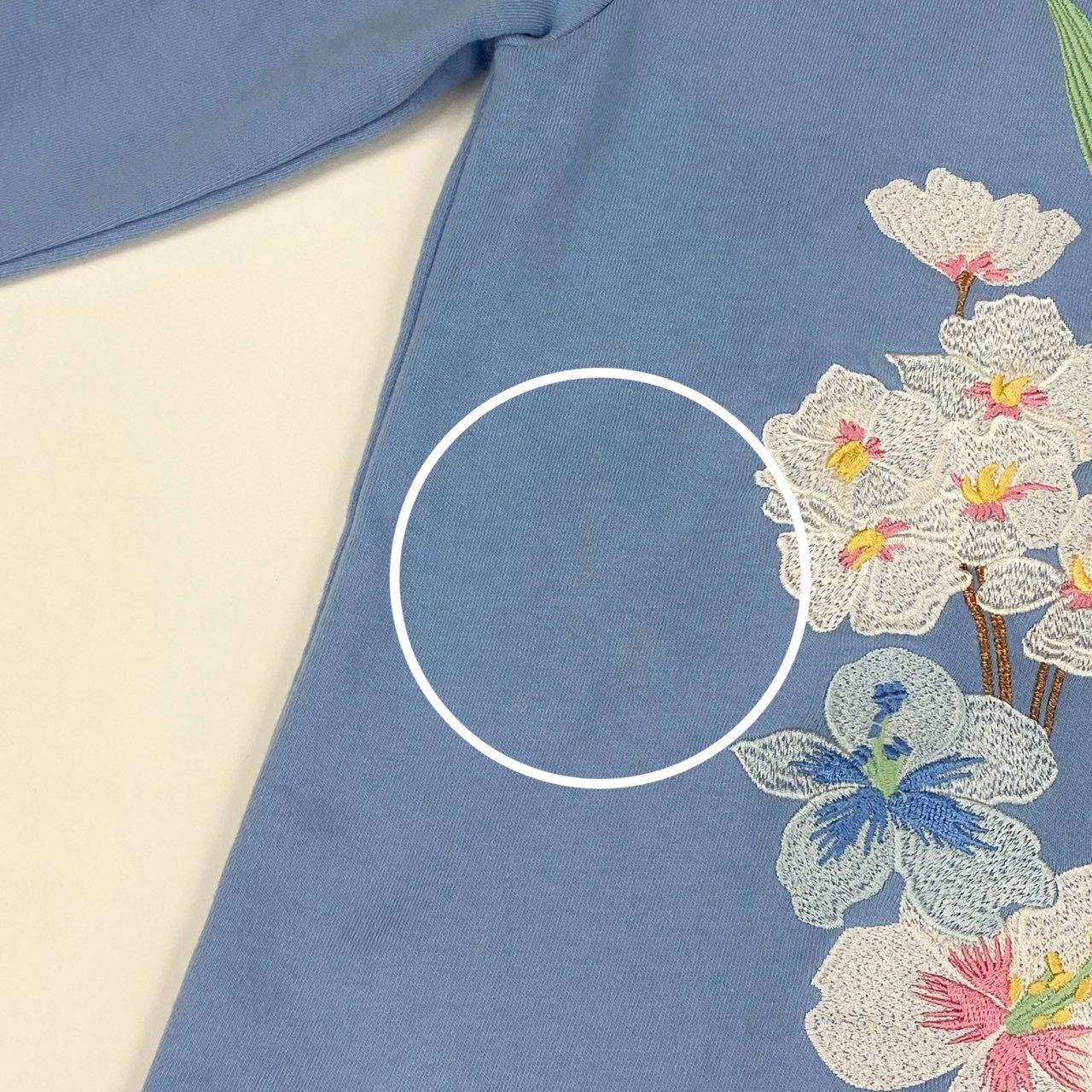 12i25 LEONARD PARIS レオナール 高級インポートライン 花柄刺繍 スウェット トレーナー トップス S ライトブルー レディースu02t