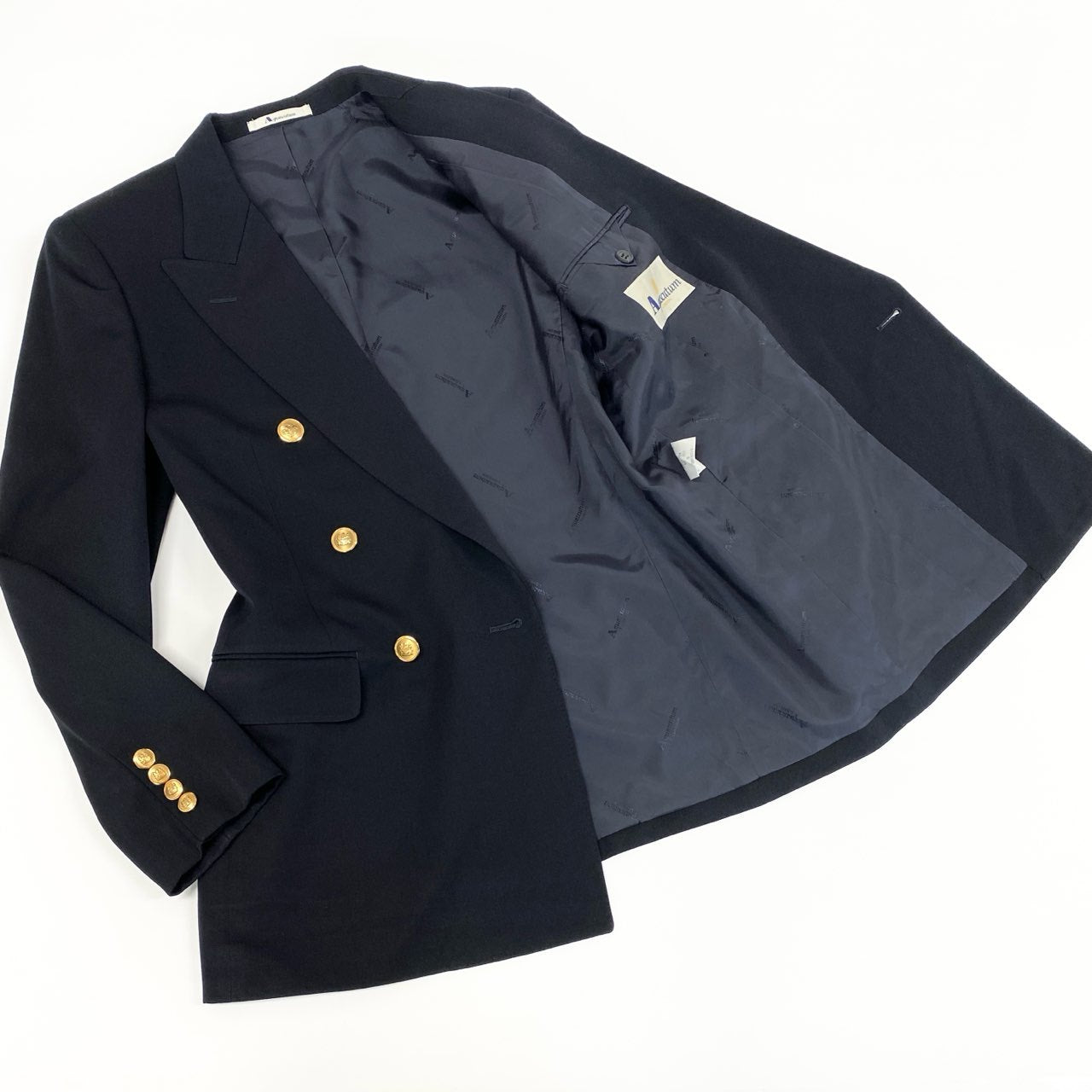 37f24 Aquascutum アクアスキュータム テーラードジャケット ブレザー 紺ブレ ダブルジャケット レディース 女性用 6120300 9 ネイビー