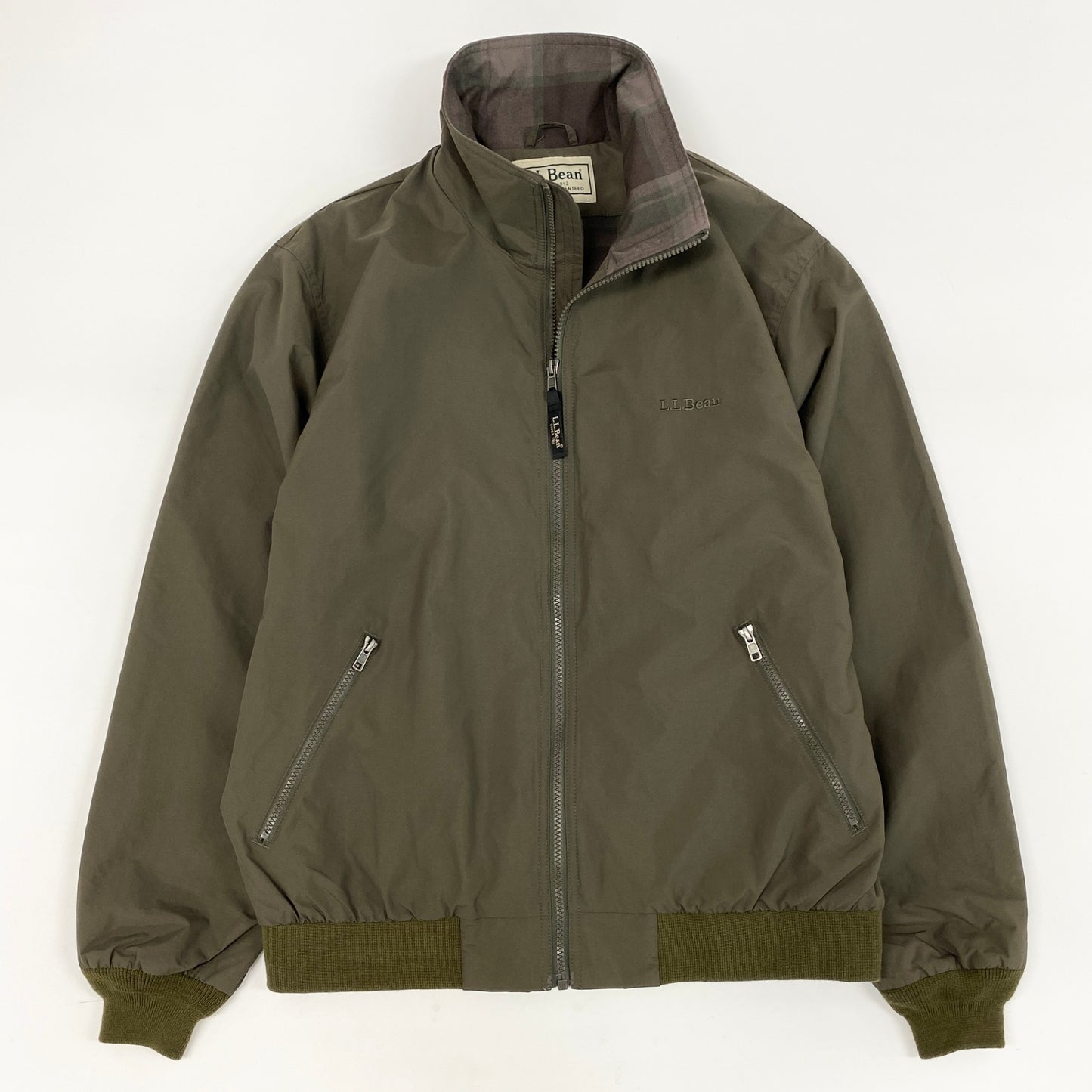 30h29《美品》L.L.Bean エルエルビーン ウォームアップジャケット ブルゾン フランネル裏地付き 耐水性 500395 Mサイズ カーキ メンズ 男性用u02t